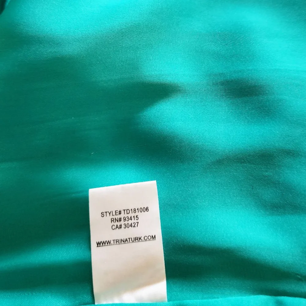 Trina Turk seafoam rhinestones 100% silk dress